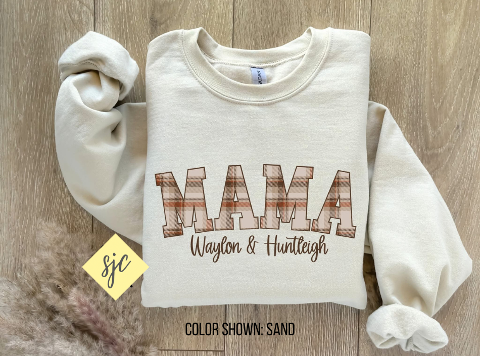 Tan Plaid MAMA Sweatshirt