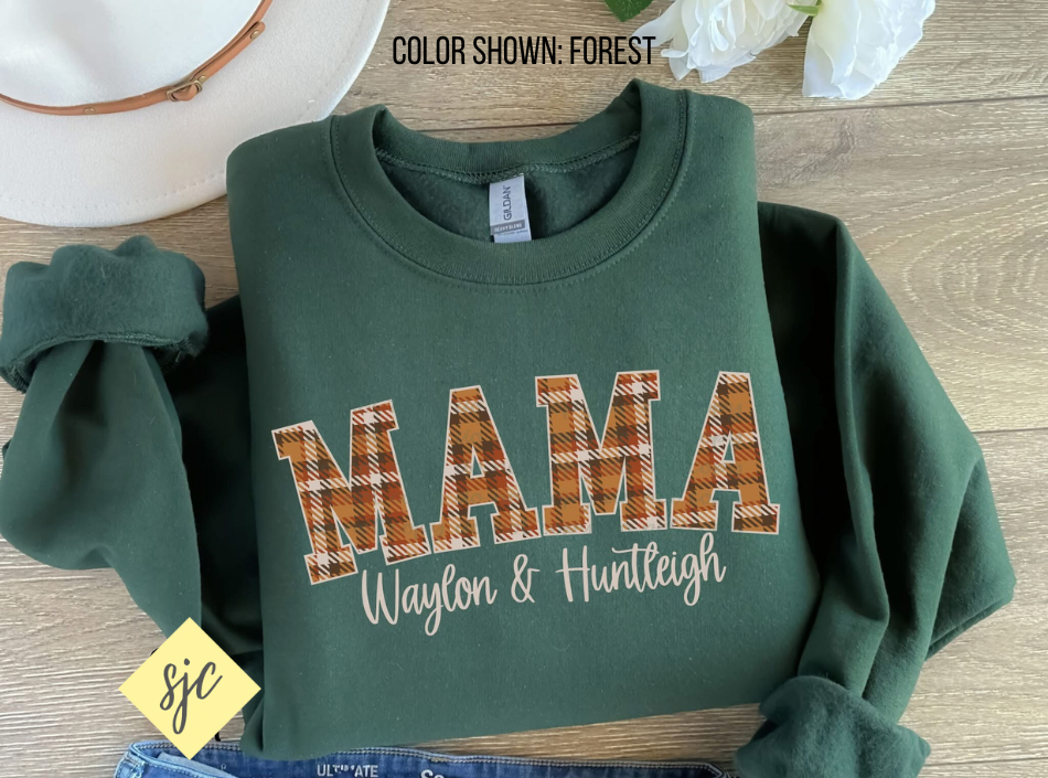 Orange Plaid MAMA Sweatshirt