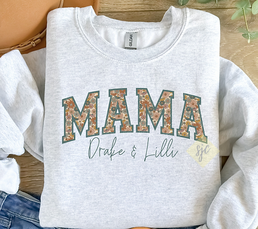 Teal Outline Mama Crewneck Sweatshirt