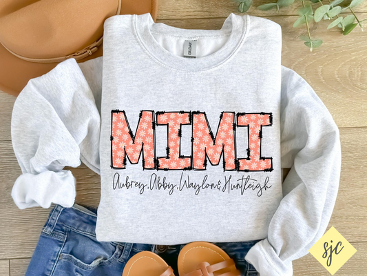 Pink Flowers Name Crewneck Sweatshirt