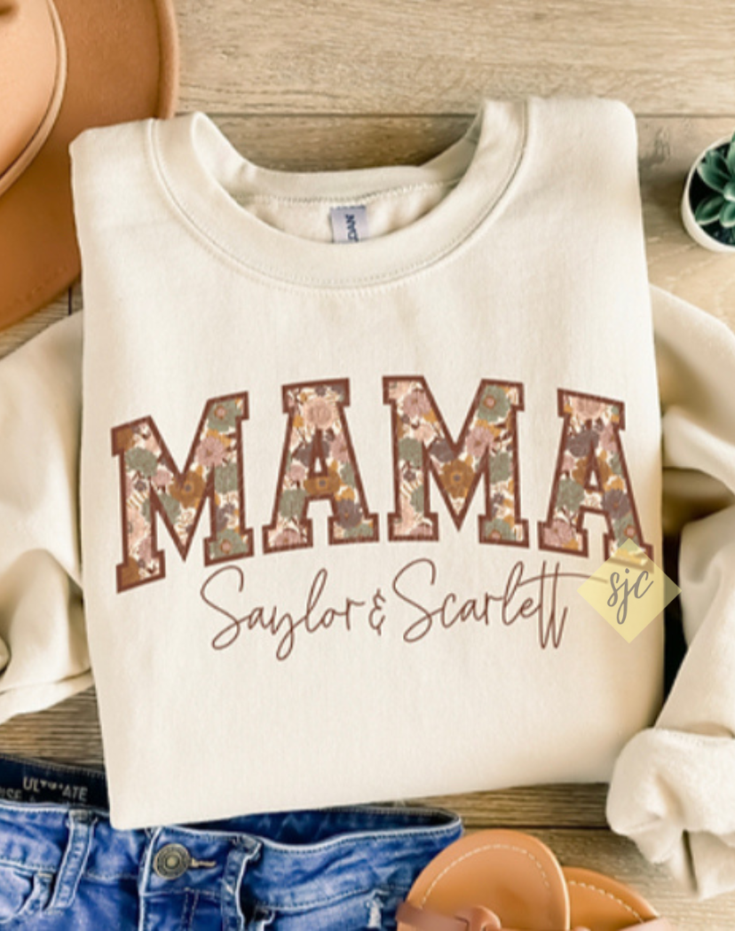 Boho Flowers Mama Crewneck Sweatshirt