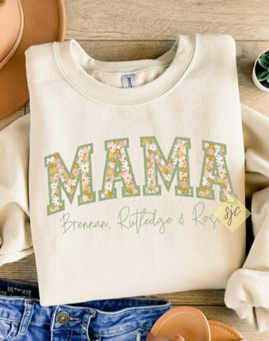 Green Outline Mama Crewneck Sweatshirt